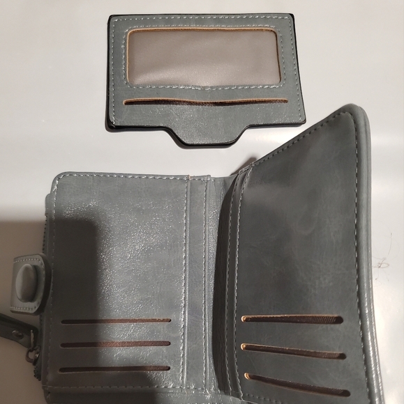 Women's Leather Wallet RFID Blocking Bifold Zipper Coin Pocket ID Window Blue - Picture 7 of 7